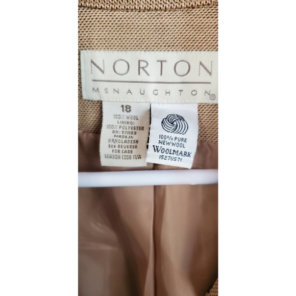 Size 18 100% wool Zip Front Lined Coat Jacket Blazer Neutral Tan and Brown Color - Picture 4 of 4